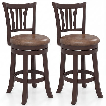 Counter Height Swivel Bar Stools Set of 2 with Back and Solid Rubber Frame-24