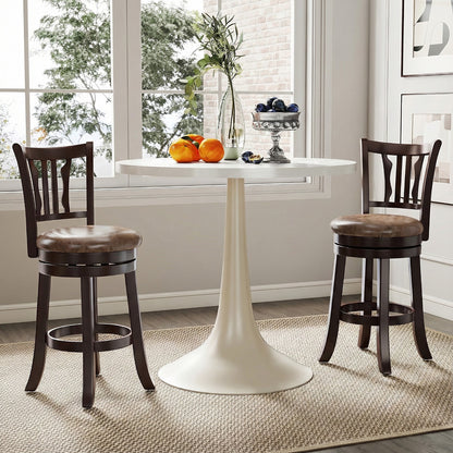 Counter Height Swivel Bar Stools Set of 2 with Back and Solid Rubber Frame-24