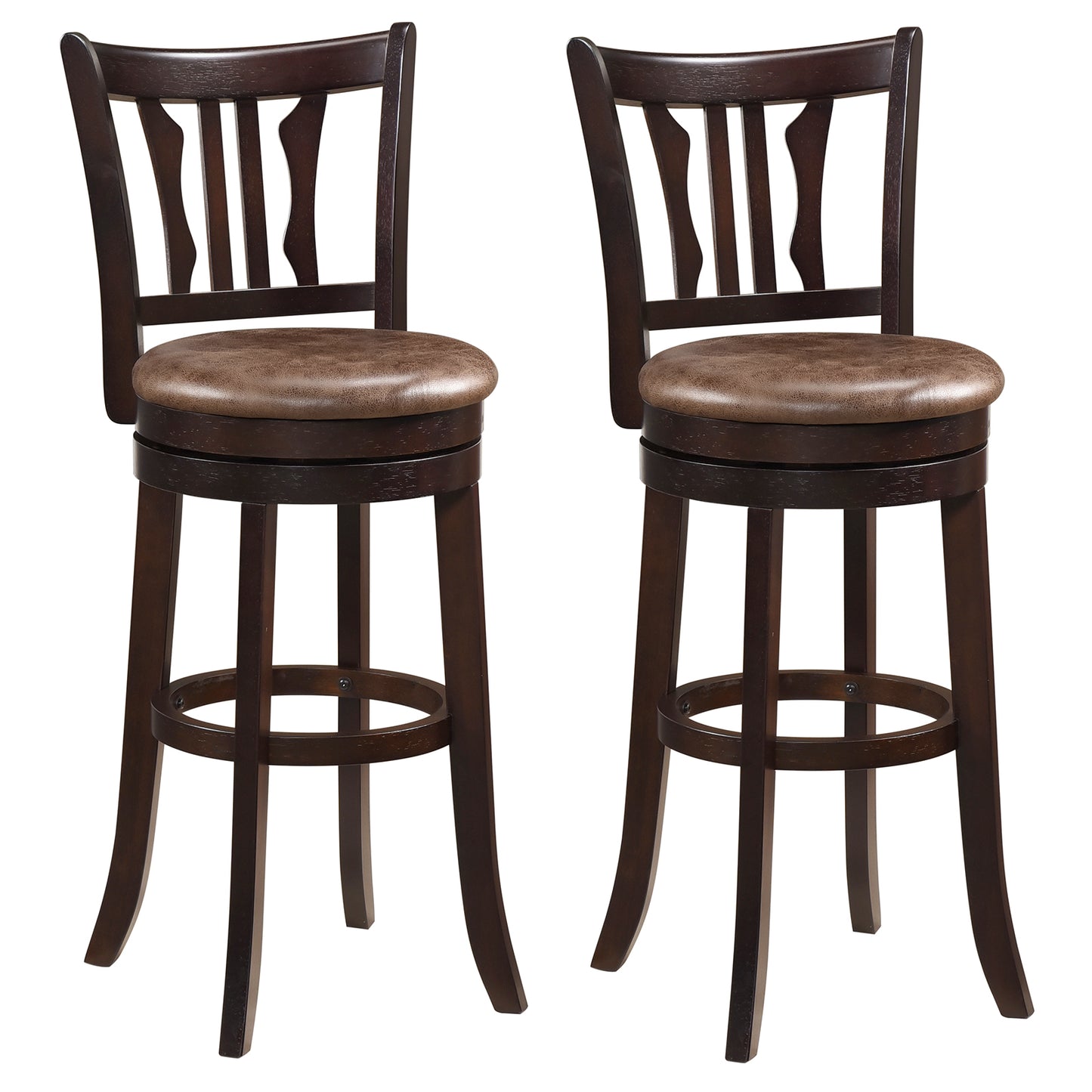 Counter Height Swivel Bar Stools Set of 2 with Back and Solid Rubber Frame-29