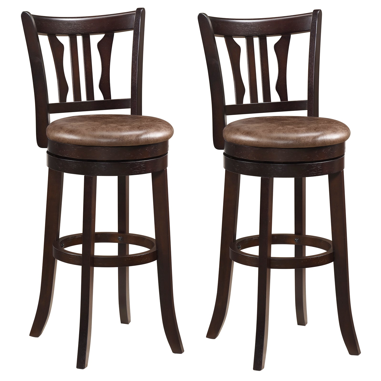 Counter Height Swivel Bar Stools Set of 2 with Back and Solid Rubber Frame-29