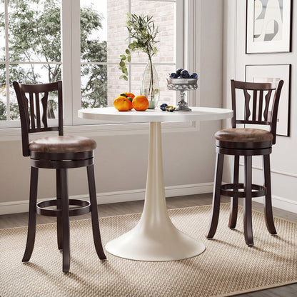 Counter Height Swivel Bar Stools Set of 2 with Back and Solid Rubber Frame-29