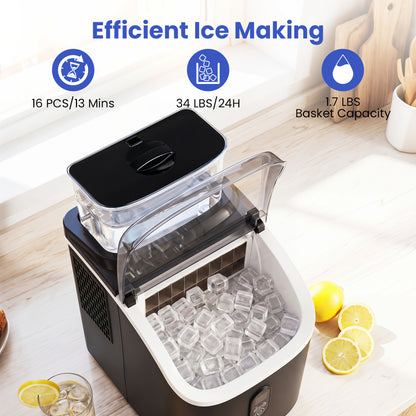 Countertop Ice Maker with External Tank & Self-Cleaning