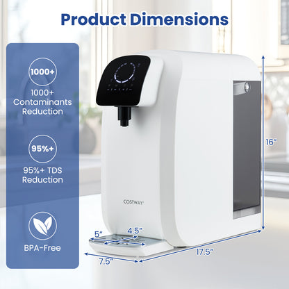 Countertop Reverse Osmosis Water Filter 5-Stage RO + PPC Water Filtration System with UV Light-White