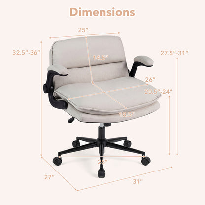 Criss Cross Chair on Wheels with Flip-up Arms Adjustable Height