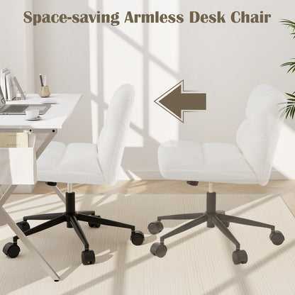 Cross Legged Chair with Wheels with Padded Seat Adjustable Height for Bedroom Study-Beige