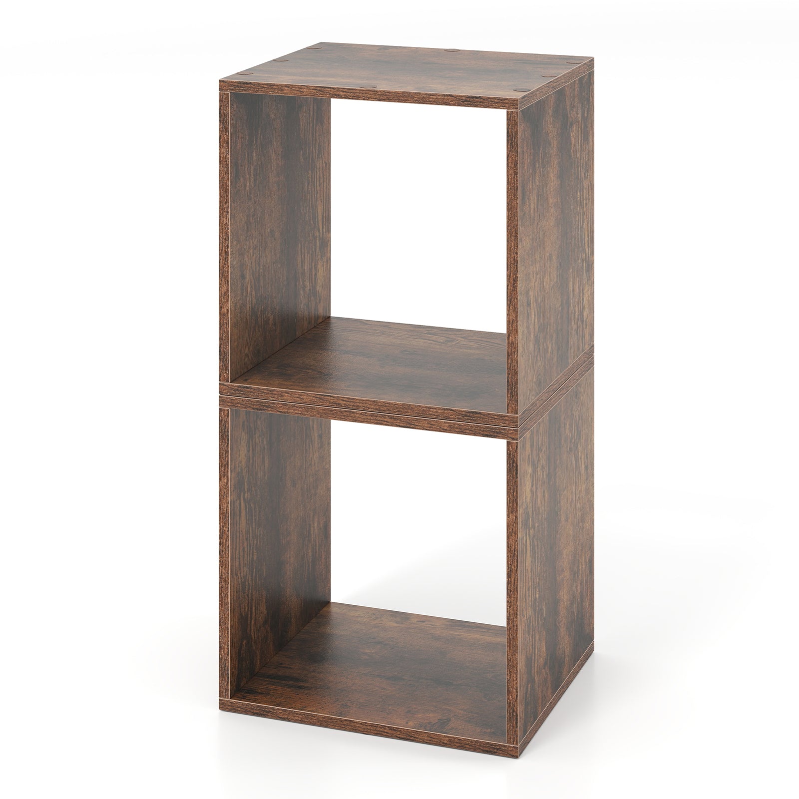 Cube Storage Organizer Set of 2 for Living Room Bedroom Study-Rustic Brown - Rustic Brown