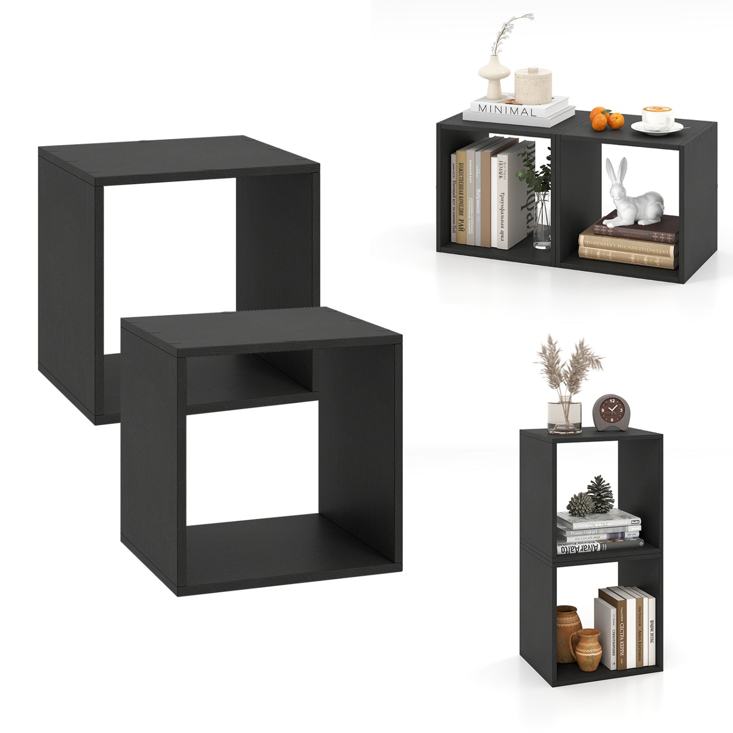 Cube Storage Organizer Set of 2 - Black Modular Bookcase