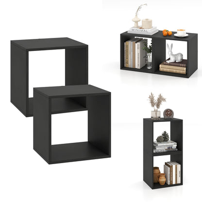 Cube Storage Organizer Set of 2 - Black Modular Bookcase