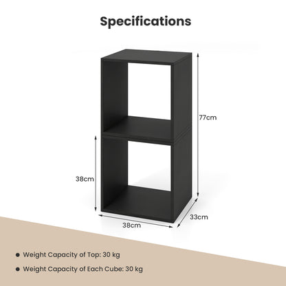 Cube Storage Organizer Set of 2 - Black Modular Bookcase