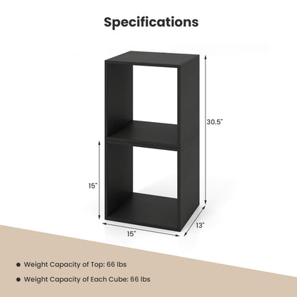 Cube Storage Organizer Set of 2 - Black Modular Bookcase