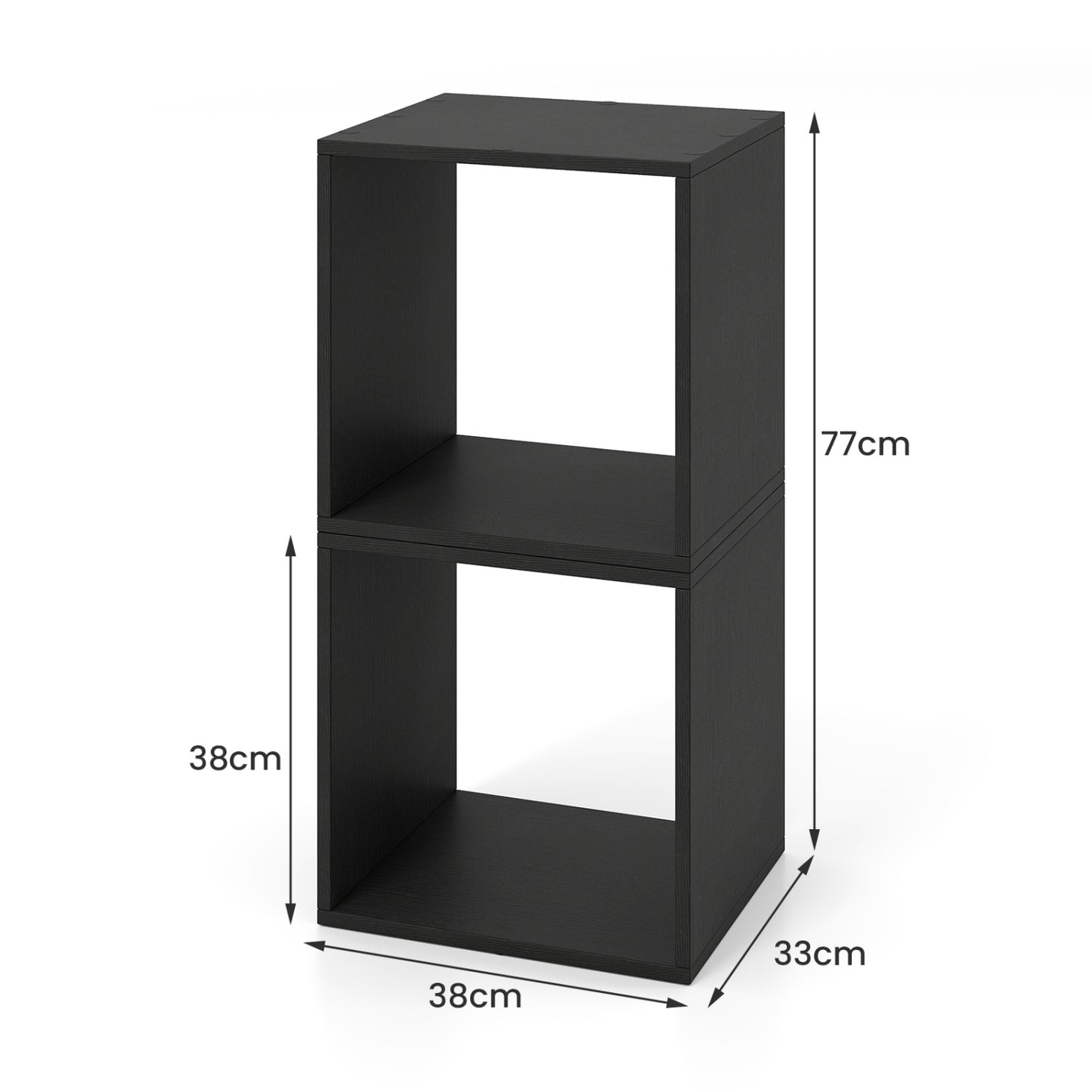 Cube Storage Organizer Set of 2 - Black Modular Bookcase