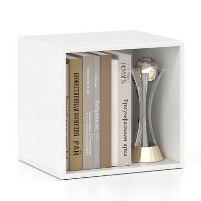 Cube Storage Organizer Stackable Open Book Shelf Wooden Display Shelving Unit-White