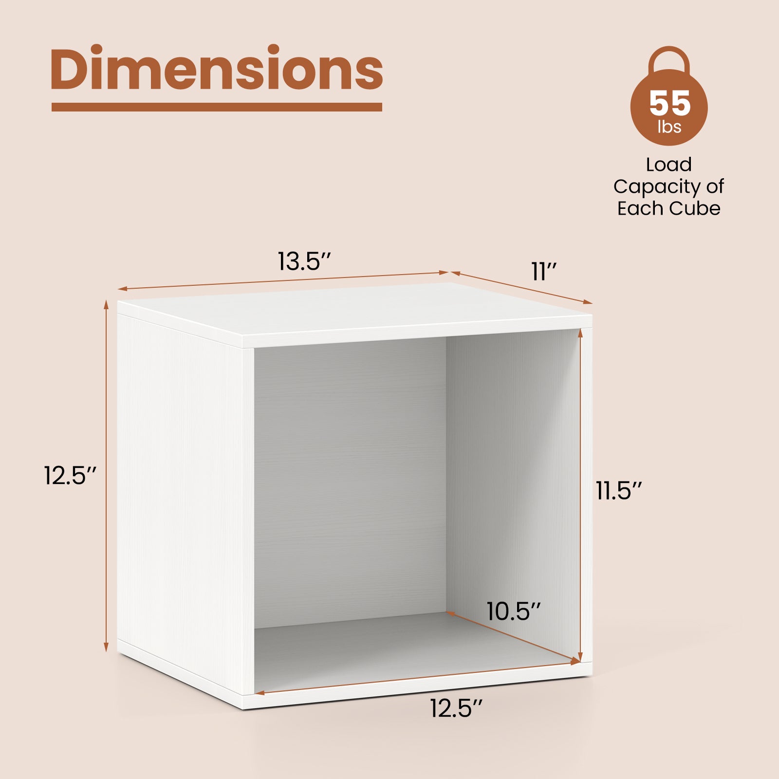 Cube Storage Organizer Stackable Open Book Shelf Wooden Display Shelving Unit-White