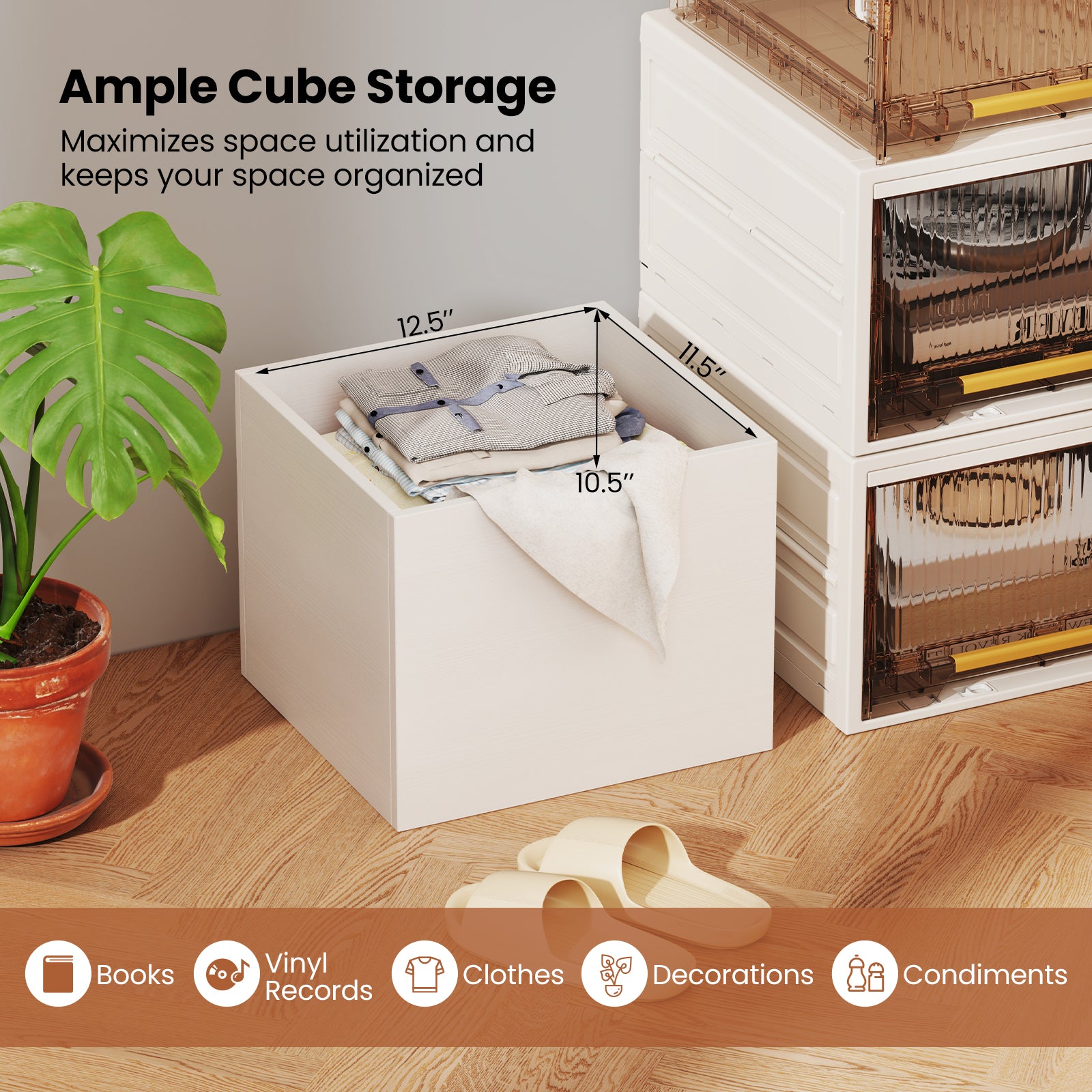 Cube Storage Organizer Stackable Open Book Shelf Wooden Display Shelving Unit-White