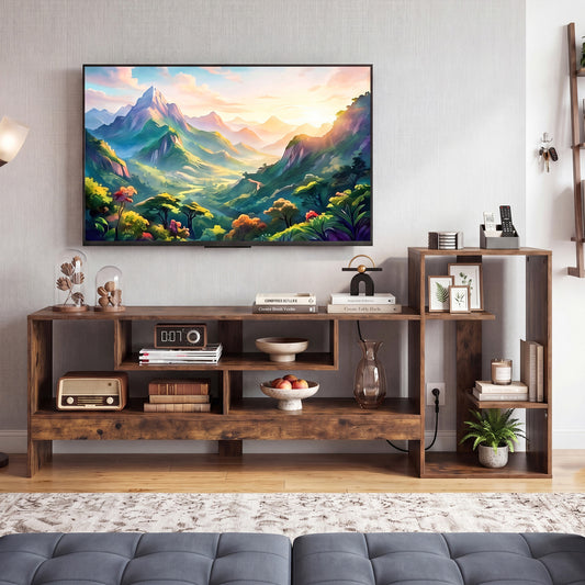 TV Stand for 55 Inch TV with Power Outlets and Storage