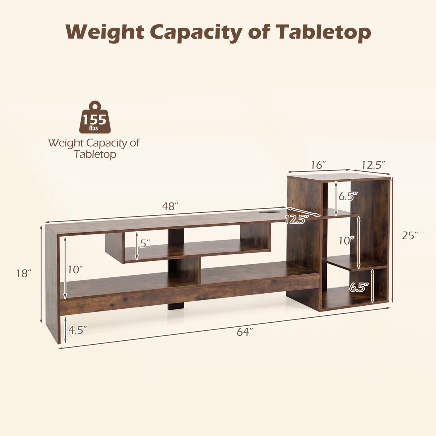 TV Stand for 55 Inch TV with Power Outlets and Storage