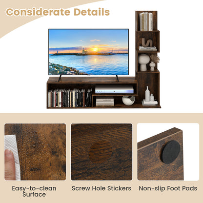 Cube TV Stand for TVs up to 50 Inch Media Console Table with Storage Shelves-Rustic Brown