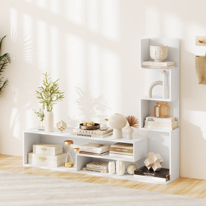 Cube TV Stand for TVs up to 50 Inch Media Console Table with Storage Shelves-White