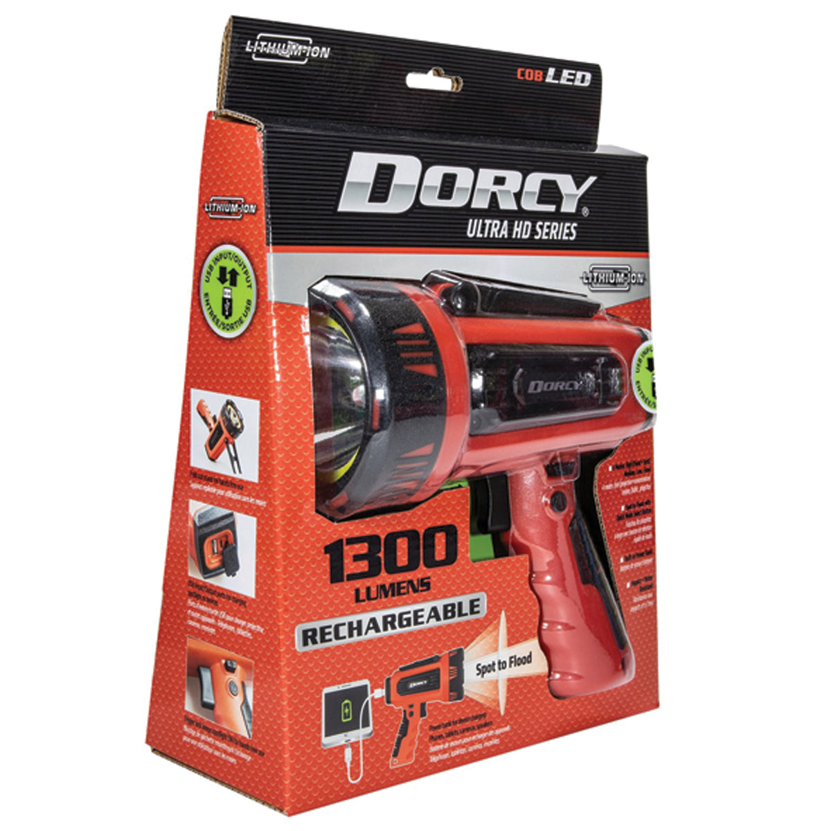 Dorcy Ultra HD 1,300-Lumen Rechargeable LED Spotlight with Power Bank - view 3