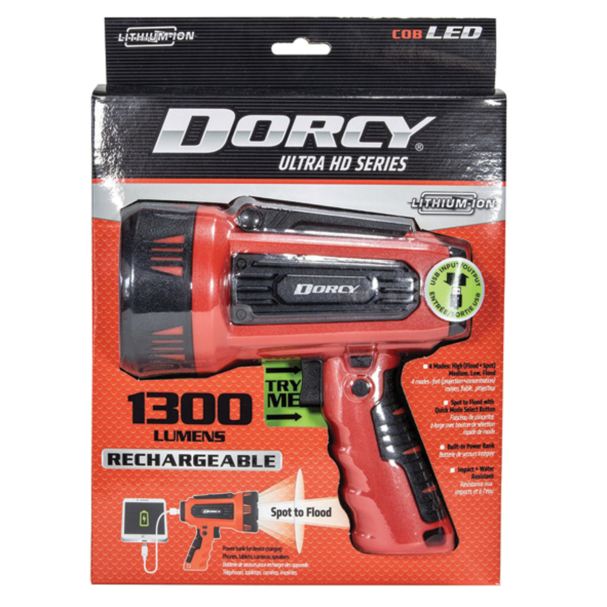 Dorcy Ultra HD 1,300-Lumen Rechargeable LED Spotlight with Power Bank - view 4