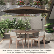 10 Feet Patio Offset Umbrella with 112 Solar-Powered LED Lights-Beige-Coffee