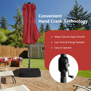 15 Feet Double-Sided Patio Umbrella with 48 LED Lights-Dark Red