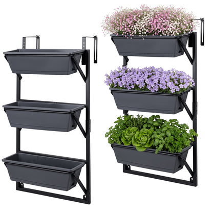 Deck Railing Planter Box with 3-Tier Adjustable Design