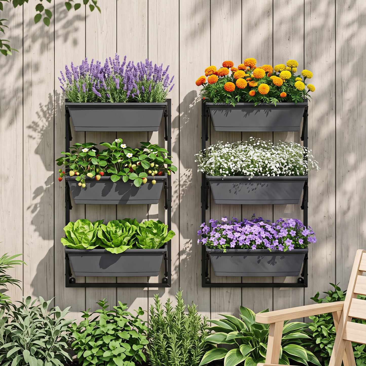 Deck Railing Planter Box with 3-Tier Adjustable Design