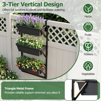 Deck Railing Planter Box with 3-Tier Adjustable Design