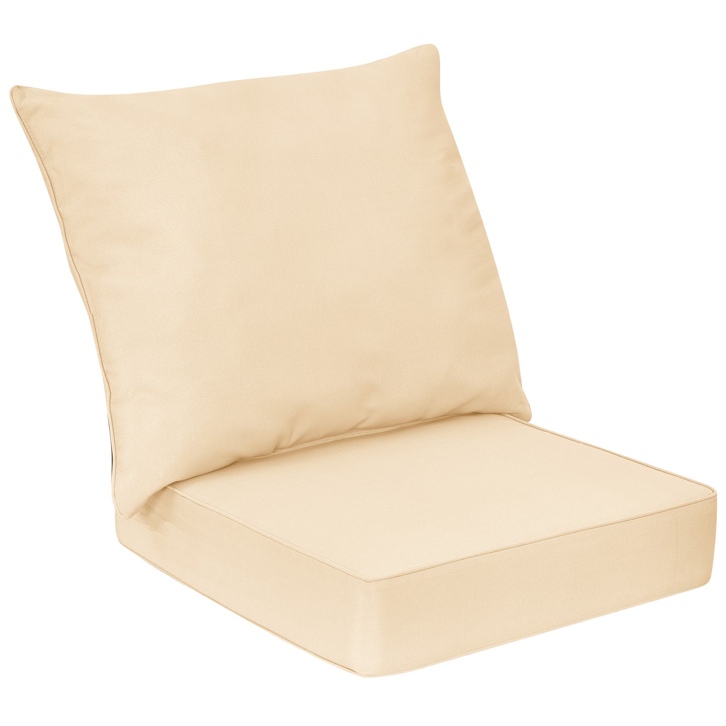 Deep Seat Chair Cushion Pads Set with Rope Belts for Indoor and Outdoor-Black - Beige