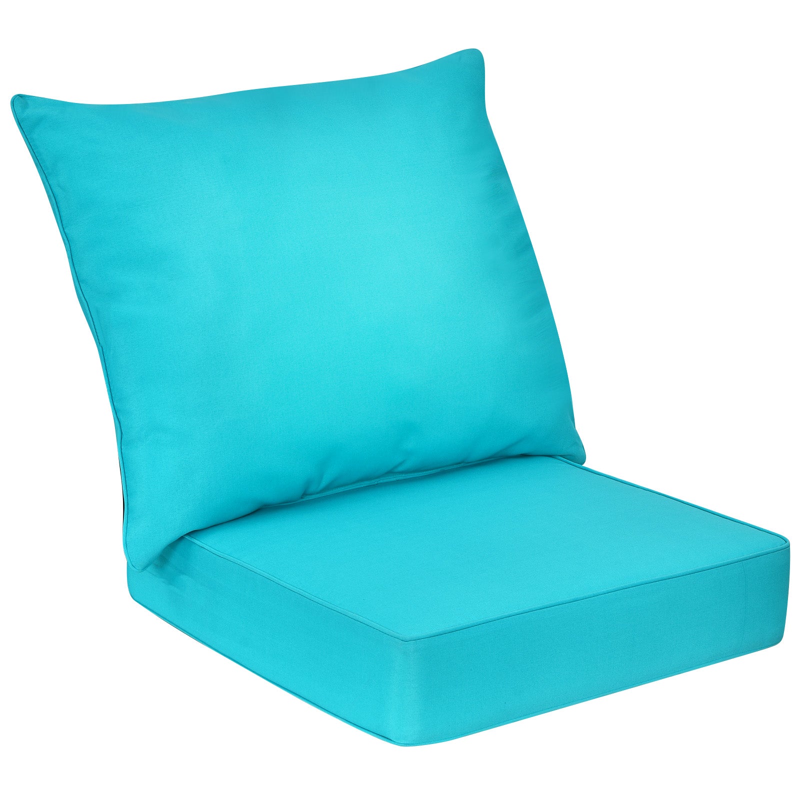 Deep Seat Chair Cushion Pads Set with Rope Belts for Indoor and Outdoor-Black - Turquoise