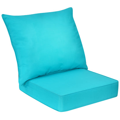Deep Seat Chair Cushion Pads Set with Rope Belts for Indoor and Outdoor-Black - Turquoise