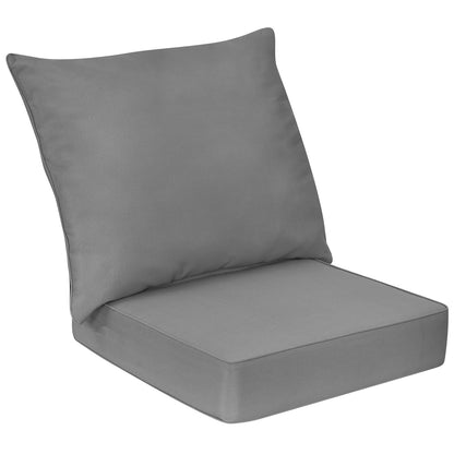 Deep Seat Chair Cushion Pads Set with Rope Belts for Indoor and Outdoor-Black - Gray