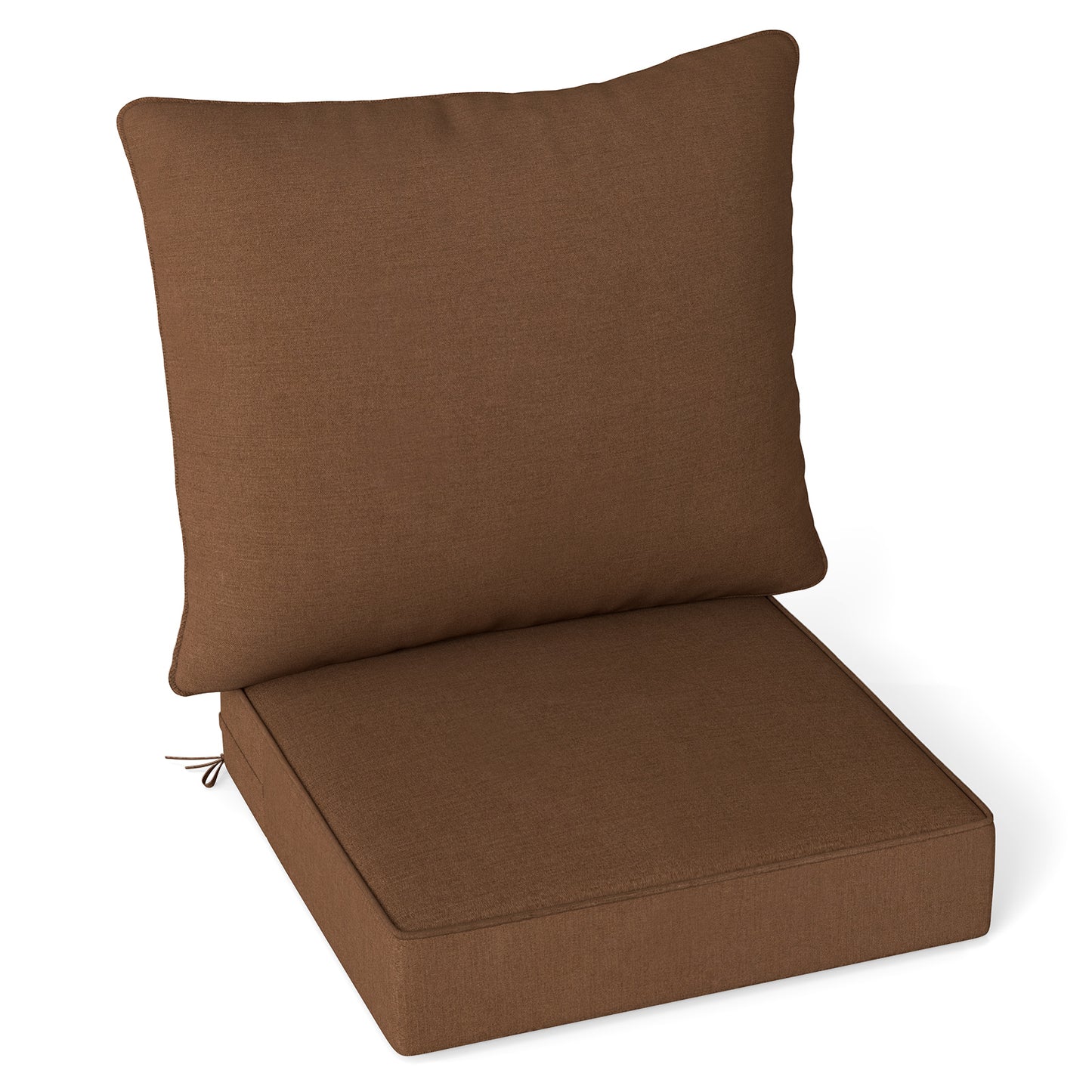 Deep Seat Chair Cushion Pads Set with Rope Belts for Indoor and Outdoor-Black - Brown