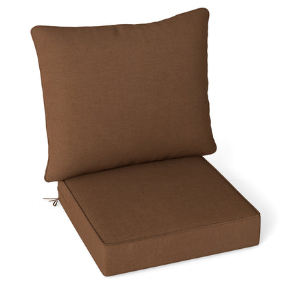 Deep Seat Chair Cushion Pads Set with Rope Belts for Indoor and Outdoor-Black - Brown