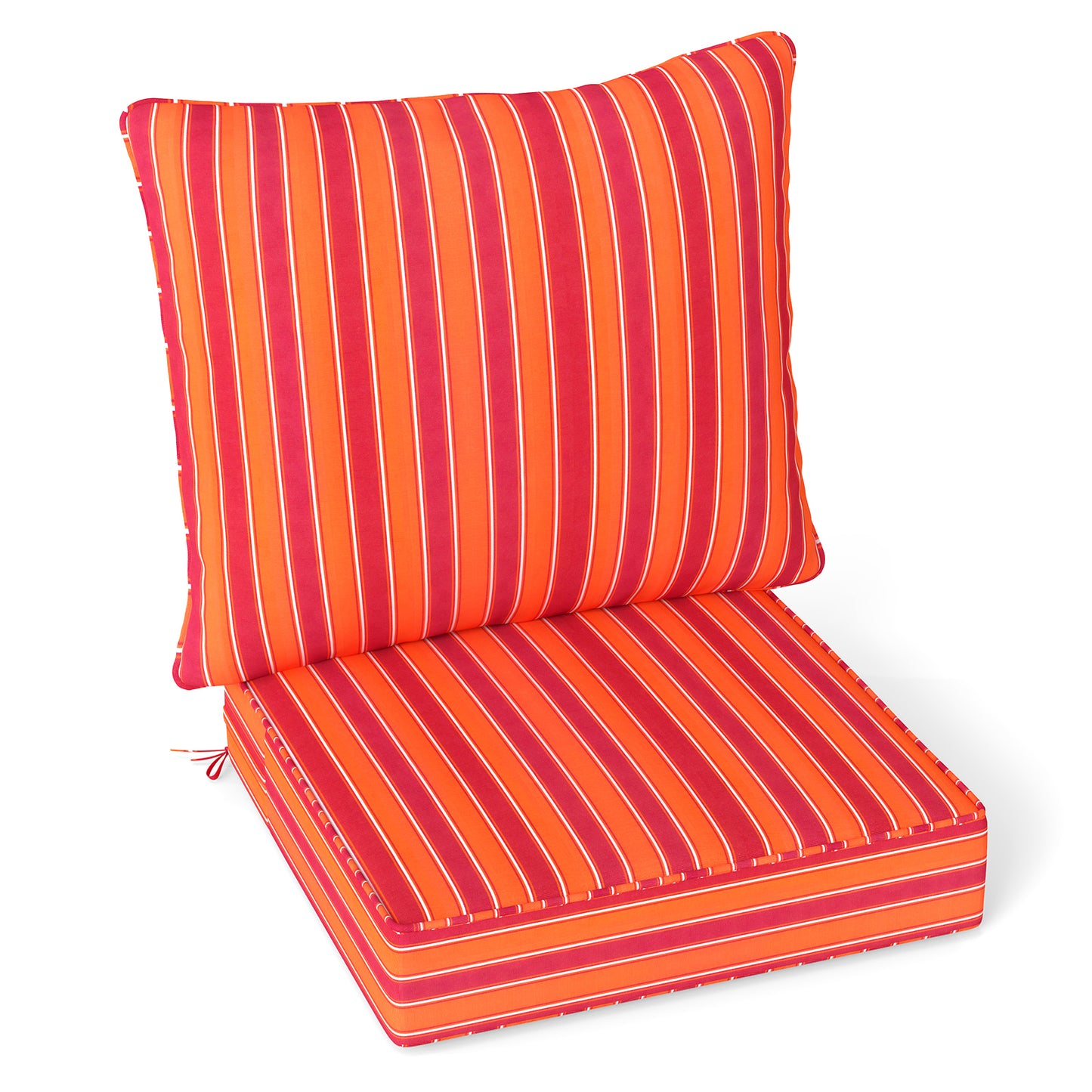 Deep Seat Chair Cushion Pads Set with Rope Belts for Indoor and Outdoor-Black - Orange