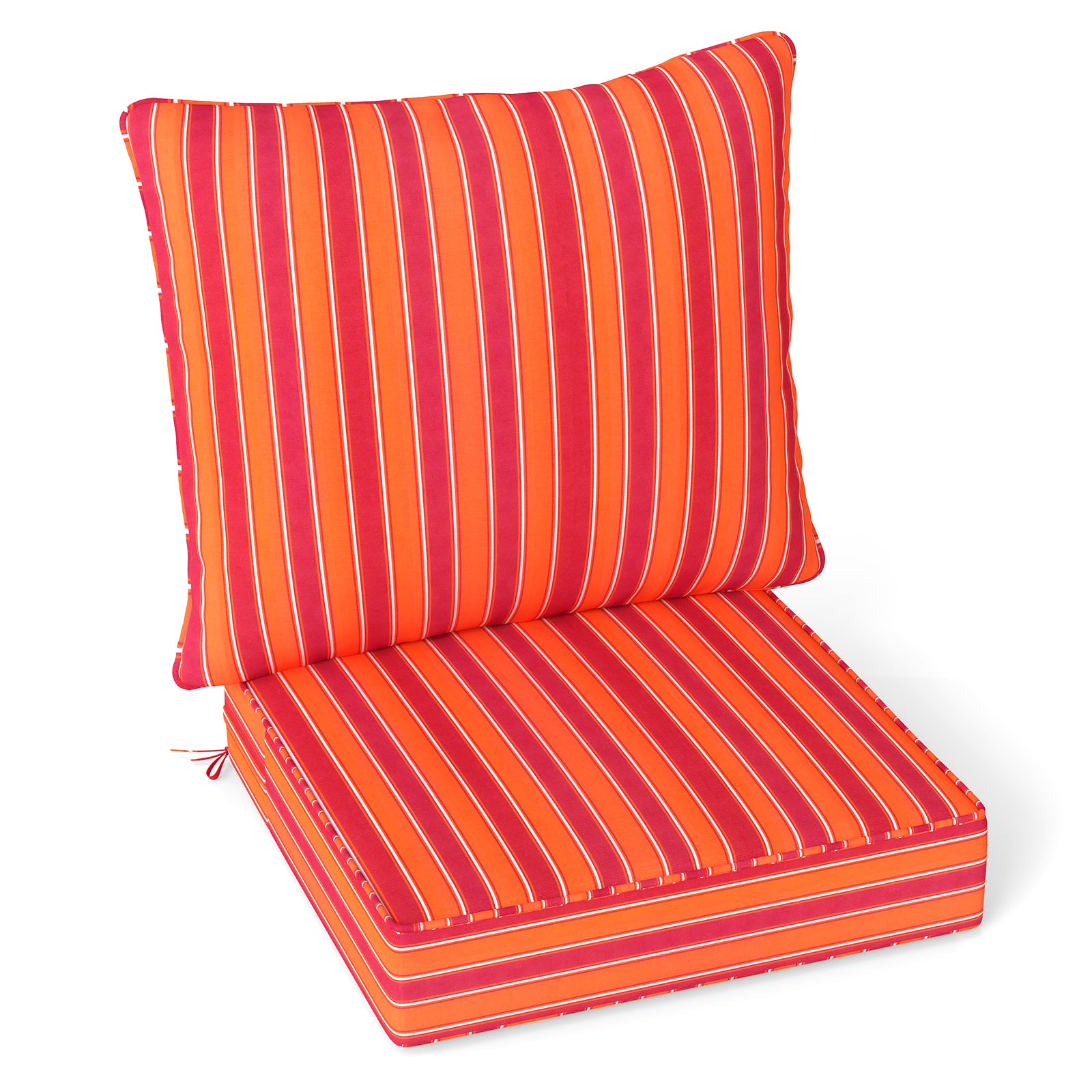 Deep Seat Chair Cushion Pads Set with Rope Belts for Indoor and Outdoor-Black - Orange
