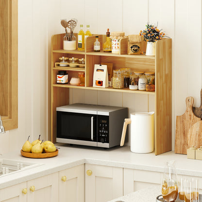 Desktop Bookshelf Countertop Storage Hutch with 6 Shelves-Beige