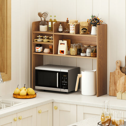 Desktop Bookshelf Countertop Storage Hutch with 6 Shelves-Natural