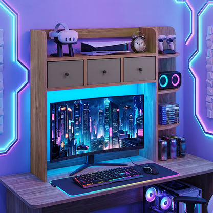 Desktop Bookshelf with LED Lights 5-Tier Storage & 3 Drawers