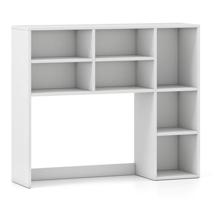 Desktop Bookshelf with 7 Open Cubbies and 3 Adjustable Shelves-Oak - White