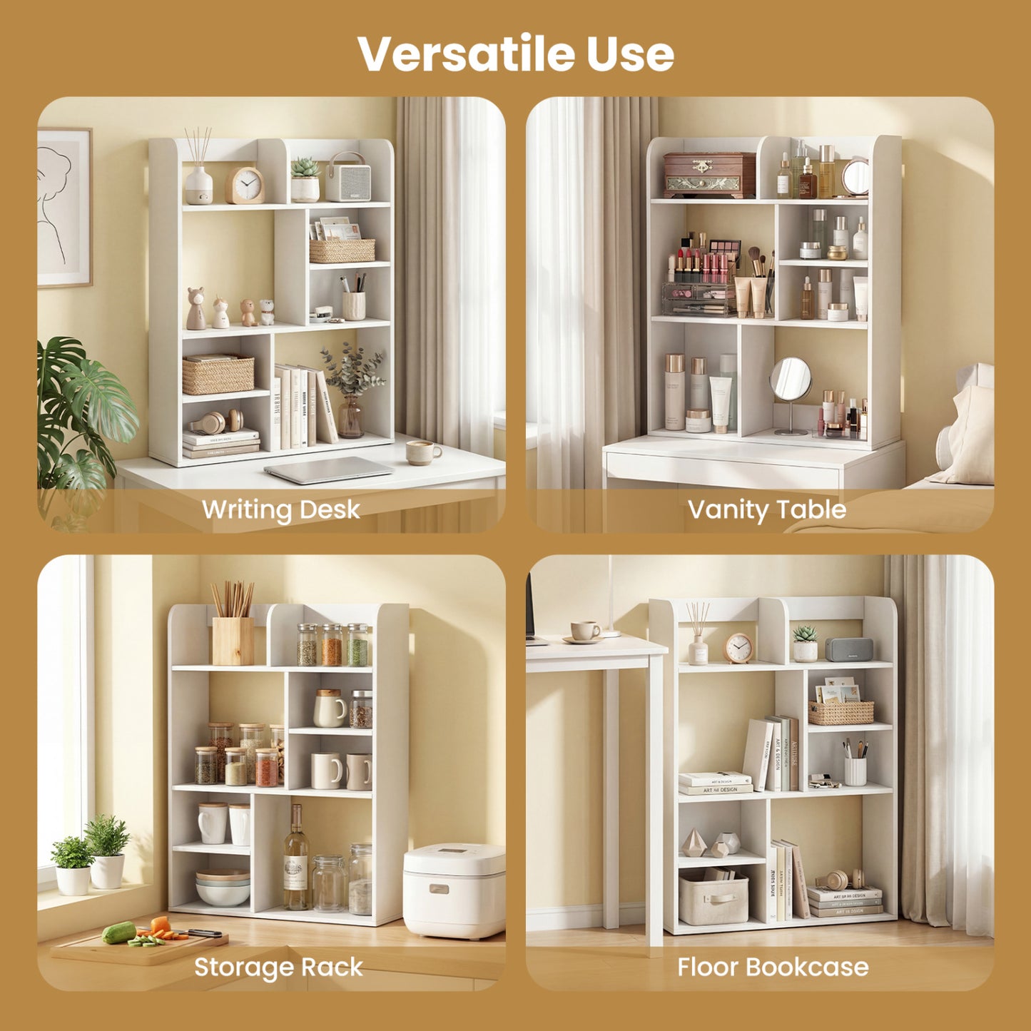 Desktop Display Rack with 8 Open Cubes for Home Office