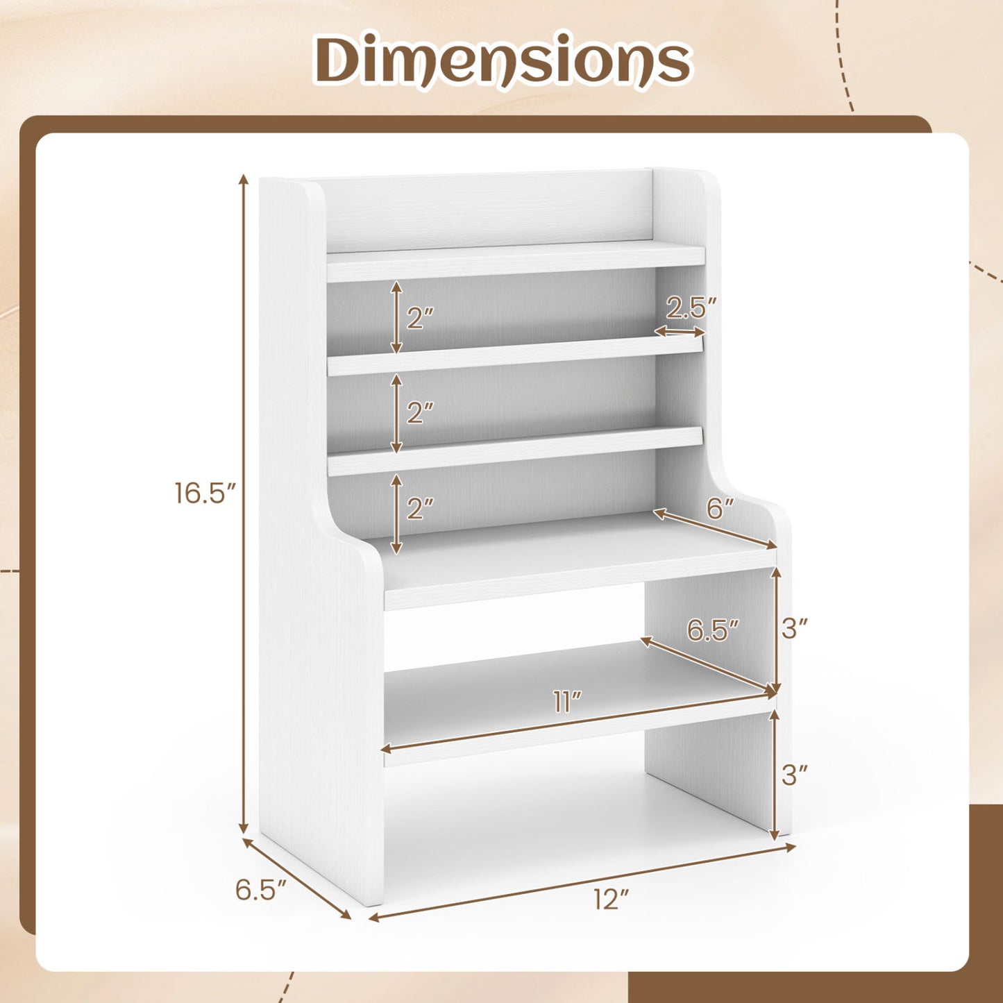 6-Tier Desktop Organizer with Removable Shelves