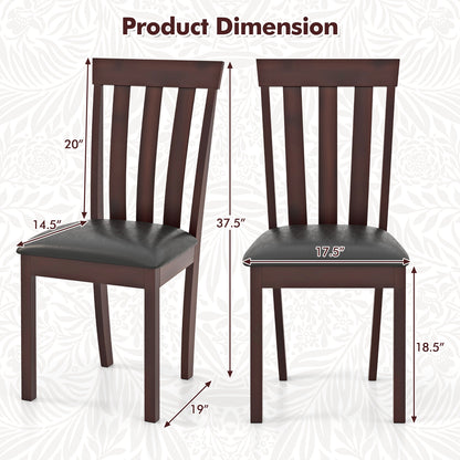 Dining Chair Set of 2 Upholstered Wooden Kitchen Chairs with Padded Seat and Rubber Wood Frame