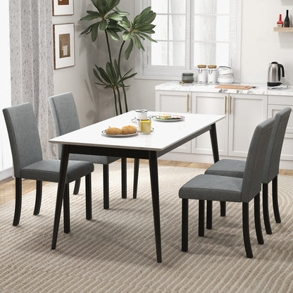 Dining Chair Set of 4 Upholstered Kitchen Dinette Chairs with Wood Frame-Gray