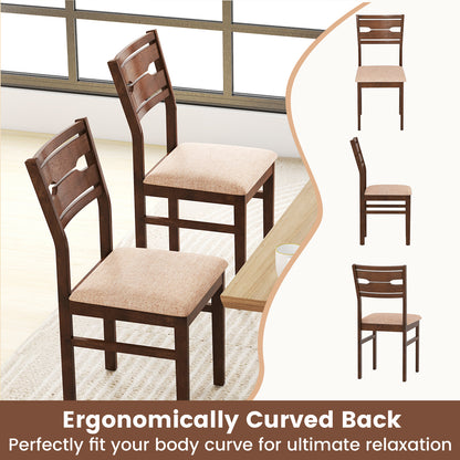 Dining Chair Set of 2/4 with Rubber Wood Frame and Padded Seat-2