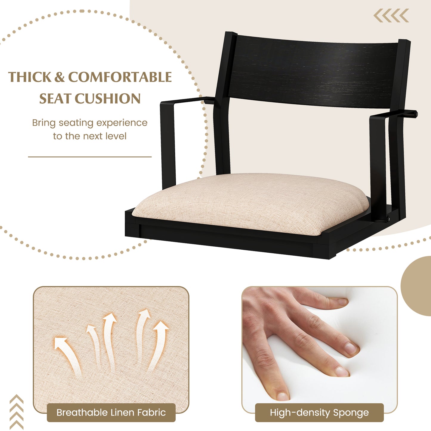 Dining Chair with Contoured Backrest and Padded Seat Set of 2