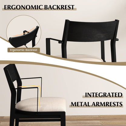 Dining Chair with Contoured Backrest and Padded Seat Set of 2