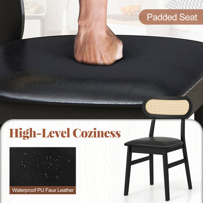 Indoor Mid Century Wood Dining Chairs Set of 2 for Dining Room-Black