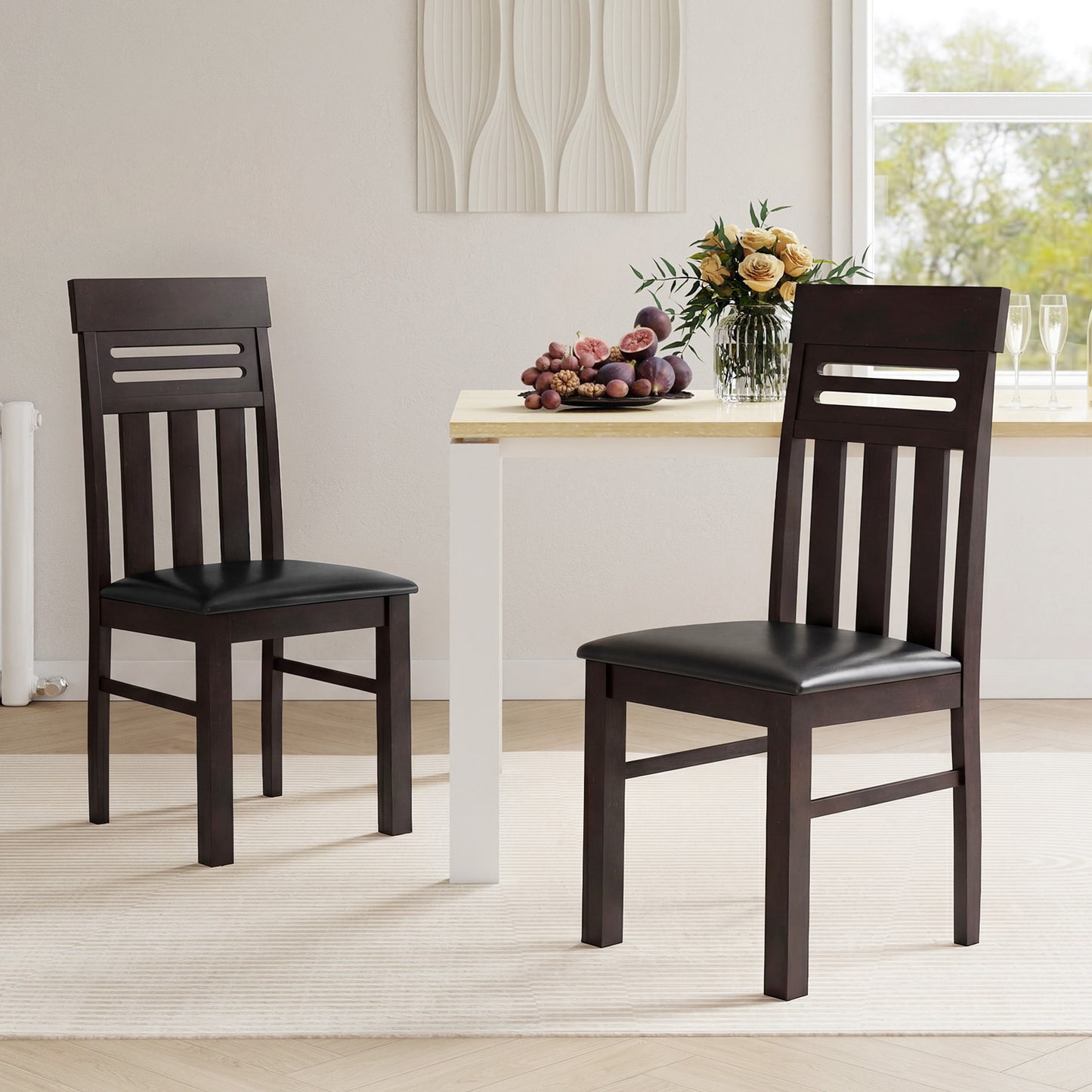 Dining Chairs High Back Dining Room Chairs Set of 2-Brown